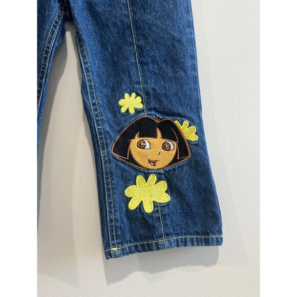Dora the Explorer Embroidered Jeans Youth 6X Pull on Elastic Waist - Picture 2 of 6